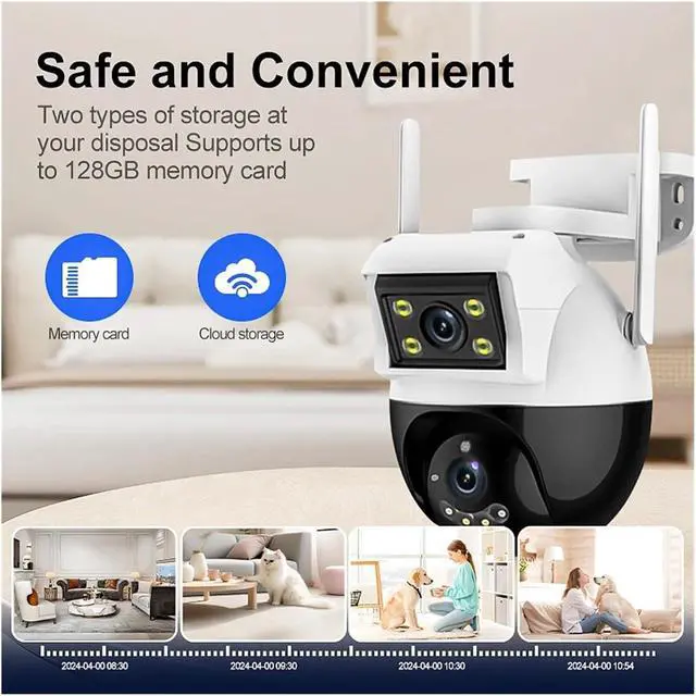 Alt view image 6 of 7 - 2K 4MP 8X Digital Zoom HD WiFi Surveillance Camera PTZ IP Camera ONVIF Dual Lens AI Human Detect Outdoor Security Two-Way Voice