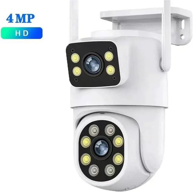 Alt view image 2 of 7 - 4K 8MP Dual-Lens Wi-Fi Camera PTZ Outdoor Dual-Screen AI Auto-Tracking Security Camera(EU Plug,4MP No SD Card)