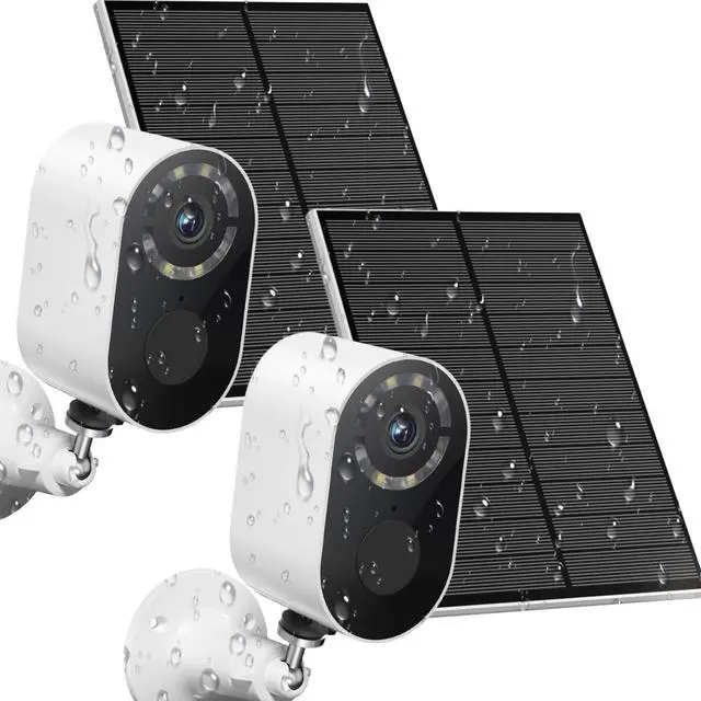 Main image of Outdoor Solar-Powered Surveillance Camera Spotlight Siren Alarm, Color Night Vision, 2-Way Audio, Waterproof Home Surveillance(White-2PCS)