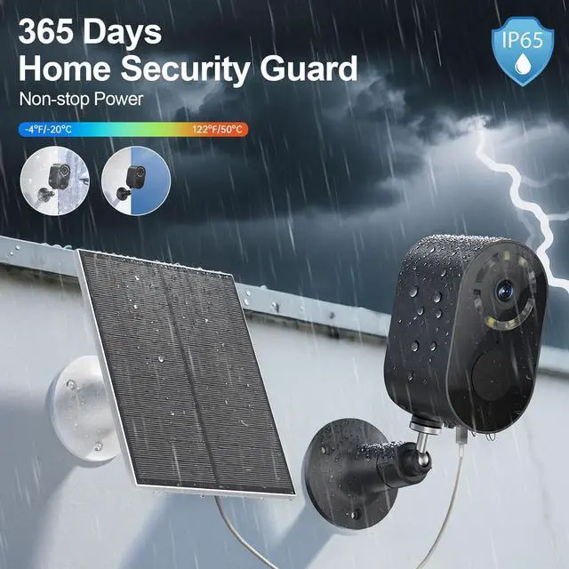 Alt view image 2 of 7 - Outdoor Solar-Powered Surveillance Camera Spotlight Siren Alarm, Color Night Vision, 2-Way Audio, Waterproof Home Surveillance(White-2PCS)