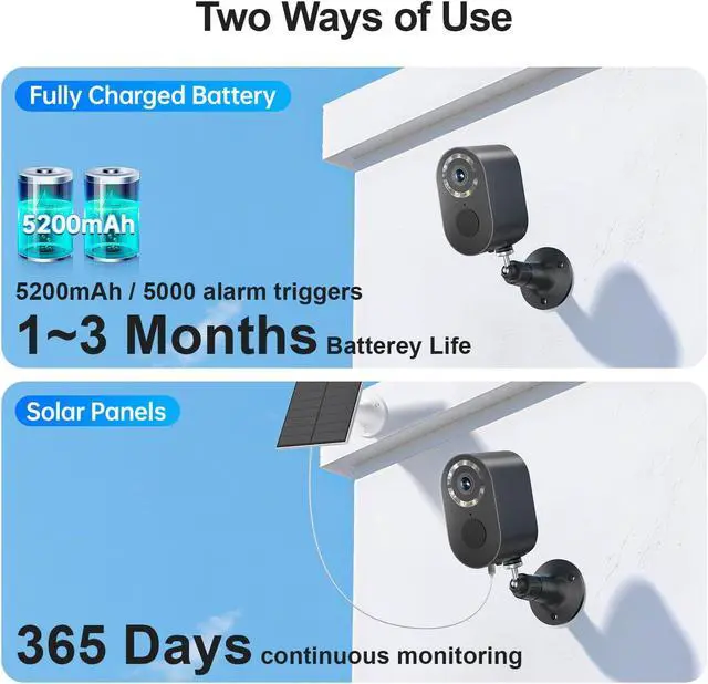 Alt view image 3 of 7 - Outdoor Solar-Powered Surveillance Camera Spotlight Siren Alarm, Color Night Vision, 2-Way Audio, Waterproof Home Surveillance(White-2PCS)