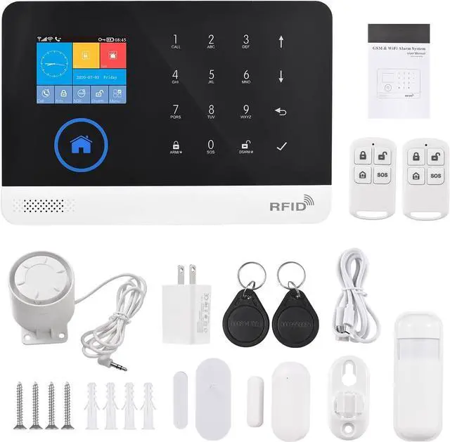 Main image of Home Security Alarm System Wireless LCD Display Kit for Alexa Remote Control Door Window Sensor PIR Motion Sensor for Home Office School Shop - ABS Material