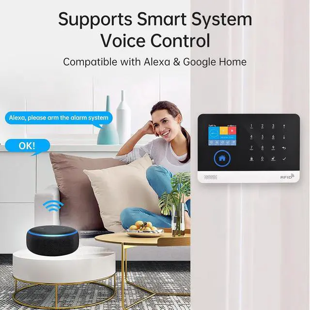 Alt view image 2 of 7 - Home Security Alarm System Wireless LCD Display Kit for Alexa Remote Control Door Window Sensor PIR Motion Sensor for Home Office School Shop - ABS Material