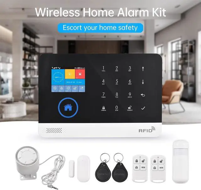 Alt view image 3 of 7 - Home Security Alarm System Wireless LCD Display Kit for Alexa Remote Control Door Window Sensor PIR Motion Sensor for Home Office School Shop - ABS Material