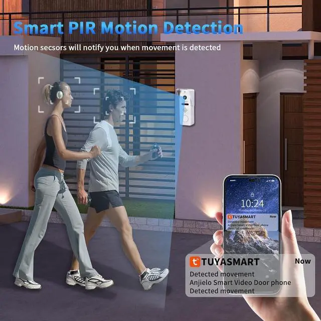 Alt view image 3 of 7 - Wired Video Doorbell Apartment Intercom,7 inch Touch Screen Monitor(W),1080P Door Bell Camera(W),TUYA Smart Home Door Phone Kits,3 in 1 Unlock RFID Card for Home Villa,32G (2 doorbell+3 Monitor)