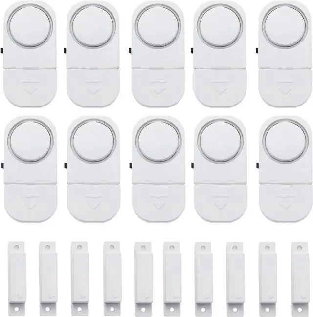 Main image of 10-Pack Battery-Powered Door & Window Alarm Sensors, 120Db Siren, Easy Install Security System For Home