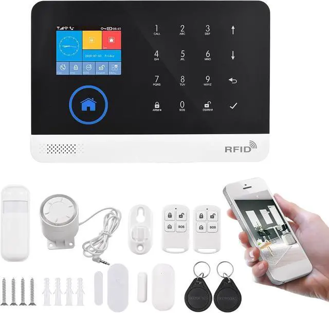 Alt view image 6 of 7 - Home Security Alarm System Wireless LCD Display Kit for Alexa Remote Control Door Window Sensor PIR Motion Sensor for Home Office School Shop - ABS Material