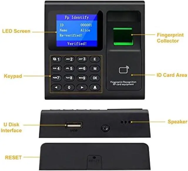 Alt view image 5 of 7 - Time Clocks For Employees Small Business Biometric Fingerprint Time Attendance Terminal Clock Machine Office Punch Clock Automatic In No Monthly Fee Automatic Report