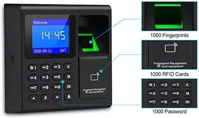 Alt view image 6 of 7 - Time Clocks For Employees Small Business Biometric Fingerprint Time Attendance Terminal Clock Machine Office Punch Clock Automatic In No Monthly Fee Automatic Report