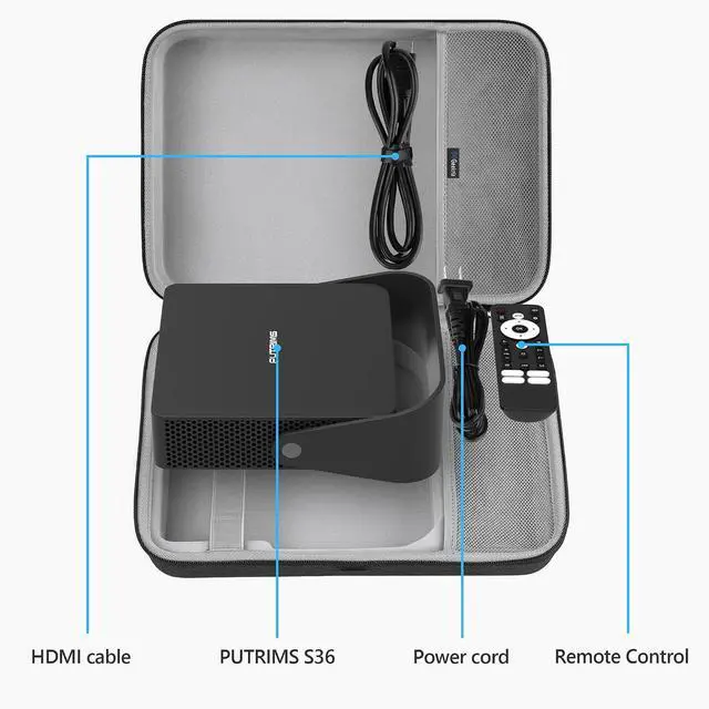 Alt view image 3 of 6 - GEEKRIA Hard Shell Travel Case Compatible with PUTRIMS S36, XuanPad Q5, VOPLLS Q5, Outdoor 4K Projector Carrying Bag (Dark Grey)