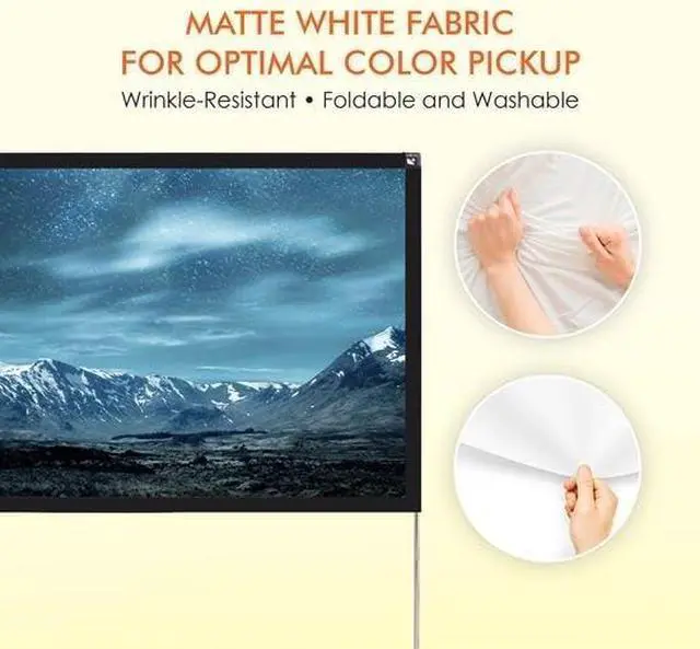 Alt view image 3 of 7 - Pyle Projector Screen with Stand - 80'' 16:9 HD 4K Portable Lightweight Freestanding Foldable Indoor Outdoor Movie Projection Display with Frame for Home Theater