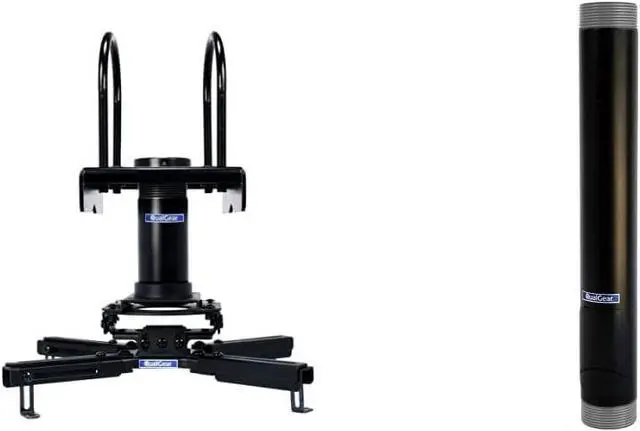 Main image of QualGear Pro-AV QG-KIT-TA-3IN-B Projector Mount Kit Accessory with A Truss Ceiling Adapter, 3" 1.5", Black & QG-PRO-PM-1FT-B Pro-AV 1.5" Npt Threaded Pipe, 1' Length Projector Accessory