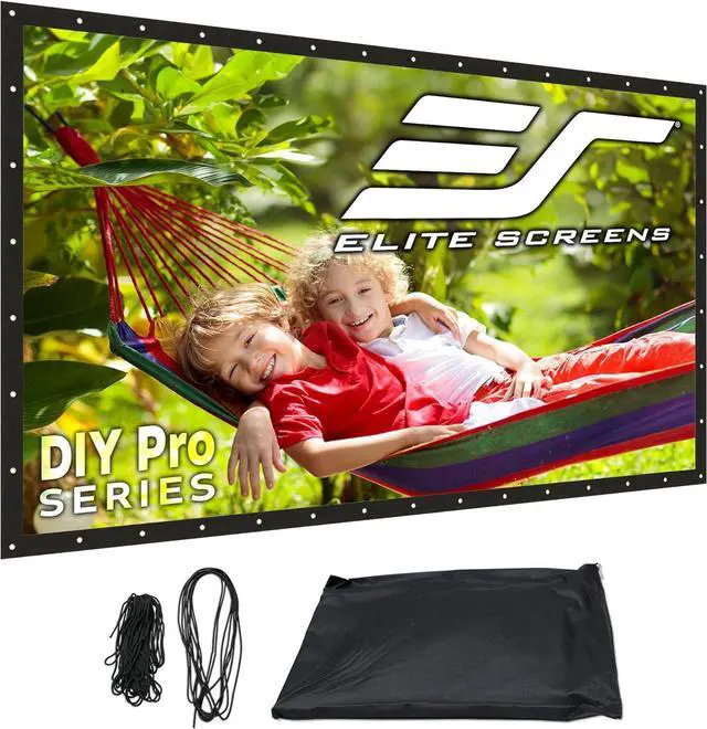 Main image of Elite Screens DIY Dual Screen, Indoor/Outdoor Portable Projector Screen, 250-inch 16:9, Movie Home Theater Front Rear Projection Screen with Grommets, Ropes, Carry Bag, Hang Anywhere, DIY250H1-DUAL