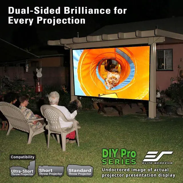 Alt view image 2 of 7 - Elite Screens DIY Dual Screen, Indoor/Outdoor Portable Projector Screen, 250-inch 16:9, Movie Home Theater Front Rear Projection Screen with Grommets, Ropes, Carry Bag, Hang Anywhere, DIY250H1-DUAL