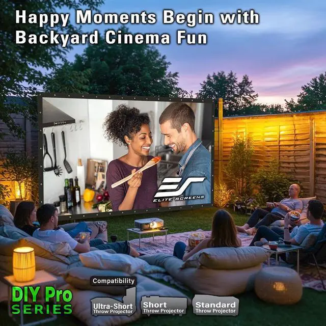 Alt view image 4 of 7 - Elite Screens DIY Dual Screen, Indoor/Outdoor Portable Projector Screen, 250-inch 16:9, Movie Home Theater Front Rear Projection Screen with Grommets, Ropes, Carry Bag, Hang Anywhere, DIY250H1-DUAL