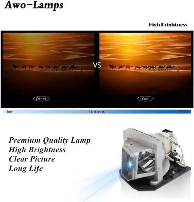 Alt view image 3 of 4 - AWO BL-FU240A / SP.8RU01GC01 Replacement Lamp with Housing for OPTOMA DH1011/EH300/HD131X/HD25/HD25-LV/HD2500/HD30/HD30B