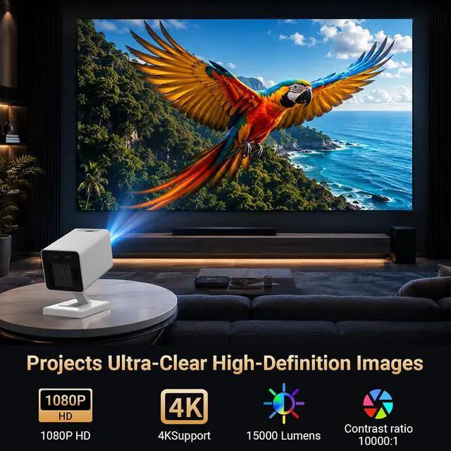 Alt view image 3 of 7 - Built-in APPSMini Projector With Wifi And Bluetooth, 1080P 4K Support Portable Projector, Movie Projector for Bedroom, Compatible with Smartphones/TV Stick/iPad/PS5/Laptop/HDMI/USB