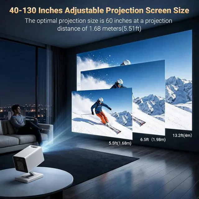 Alt view image 4 of 7 - Built-in APPSMini Projector With Wifi And Bluetooth, 1080P 4K Support Portable Projector, Movie Projector for Bedroom, Compatible with Smartphones/TV Stick/iPad/PS5/Laptop/HDMI/USB