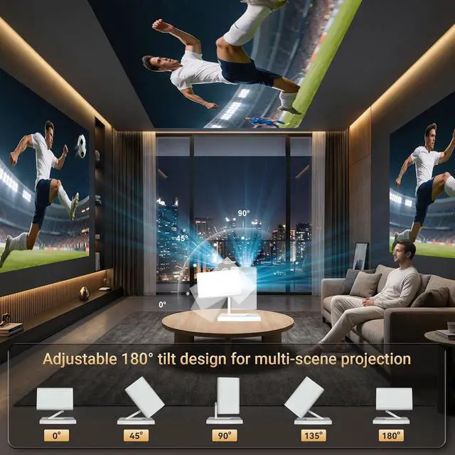 Alt view image 7 of 7 - Built-in APPSMini Projector With Wifi And Bluetooth, 1080P 4K Support Portable Projector, Movie Projector for Bedroom, Compatible with Smartphones/TV Stick/iPad/PS5/Laptop/HDMI/USB