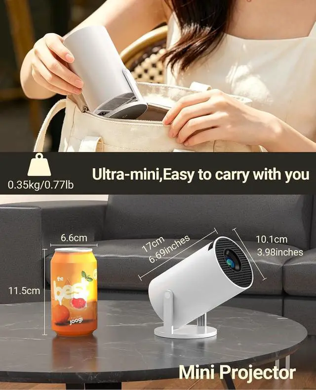 Alt view image 7 of 7 - Mini Projector with WiFi and Bluetooth, Built-in App,1080P Supported Portable Movie Projector, 130" Display Home Theater Video Projector, Compatible with TV Stick, HDMI, USB, Smartphone, and Laptop