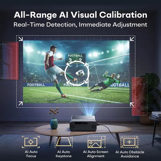 Alt view image 5 of 7 - 1500 ANSI Google TV 4K Projector Smart Outdoor Projector with WiFi and Two-Way Bluetooth,Portable Moive Proyector with 20W HiFi Speaker, Autofocus & 6D Keystone,HDR,HomeTheater Projector Boldever H1
