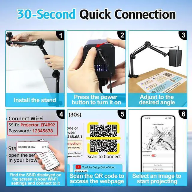 Alt view image 2 of 7 - Art Projector for Tracing and Drawing - 5G WiFi & App-Free Web Control