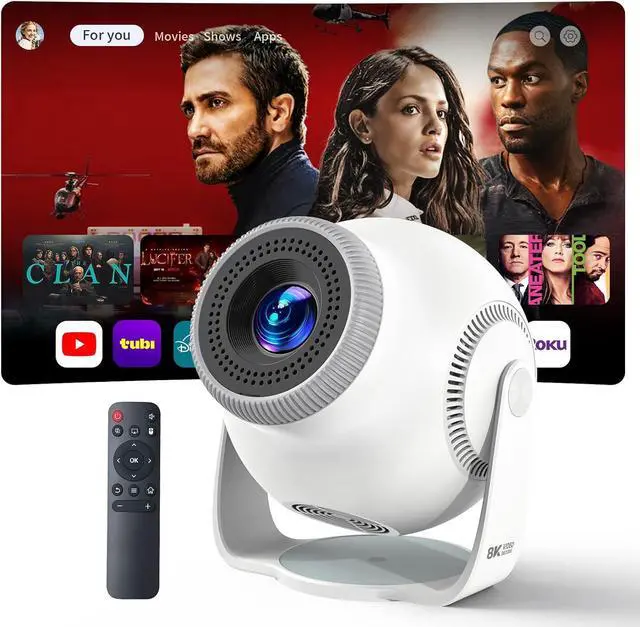 Main image of Smart Mini Projector with WiFi 6 and Bluetooth 5.4, White