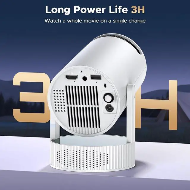 Alt view image 2 of 7 - Mini Projector with WiFi and Bluetooth, Portable Projector with Built-in Battery, 4K Supported Android 11.0 Smart Outdoor Projector for Camping, Bedroom, Compatible with iPhone/TV Stick/HDMI/Laptop