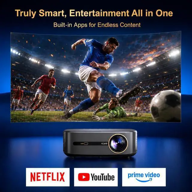 Alt view image 4 of 7 - Alvar Upgraded 4K Supported Smart Projector with 2500 ANSI, 50W DoIby Audio