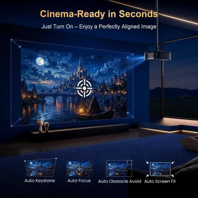 Alt view image 5 of 7 - Alvar Upgraded 4K Supported Smart Projector with 2500 ANSI, 50W DoIby Audio