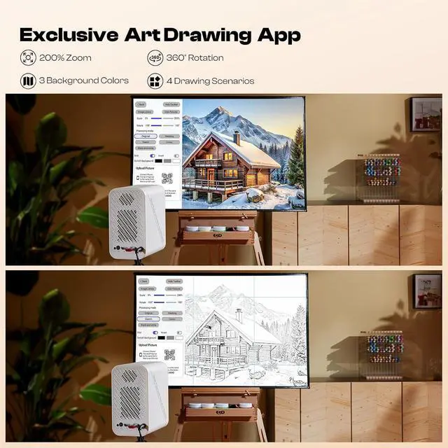 Alt view image 3 of 7 - Caydo P1 Art Projector for Artists, Built-in Exclusive Drawing App