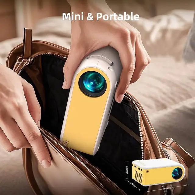 Alt view image 2 of 7 - KSAN Mini Projector, Projector with WiFi and Bluetooth, 1080P Support Movie Projector with Built-in Speaker, Compatible with Smartphone, HDMI, USB, AV, Fire Stick, PS5 for Home, Bedroom, Outdoor Use