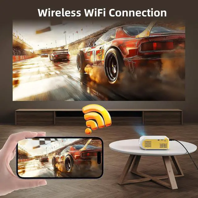 Alt view image 4 of 7 - KSAN Mini Projector, Projector with WiFi and Bluetooth, 1080P Support Movie Projector with Built-in Speaker, Compatible with Smartphone, HDMI, USB, AV, Fire Stick, PS5 for Home, Bedroom, Outdoor Use