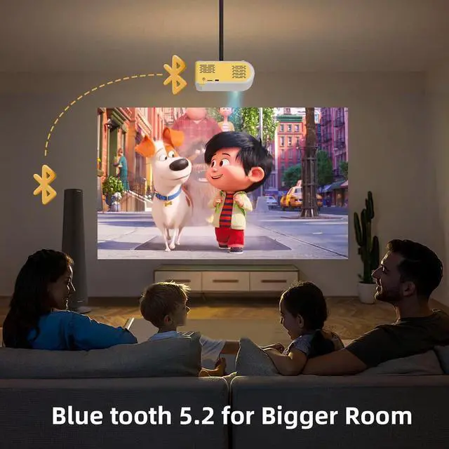 Alt view image 5 of 7 - KSAN Mini Projector, Projector with WiFi and Bluetooth, 1080P Support Movie Projector with Built-in Speaker, Compatible with Smartphone, HDMI, USB, AV, Fire Stick, PS5 for Home, Bedroom, Outdoor Use
