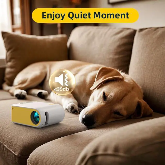 Alt view image 7 of 7 - KSAN Mini Projector, Projector with WiFi and Bluetooth, 1080P Support Movie Projector with Built-in Speaker, Compatible with Smartphone, HDMI, USB, AV, Fire Stick, PS5 for Home, Bedroom, Outdoor Use