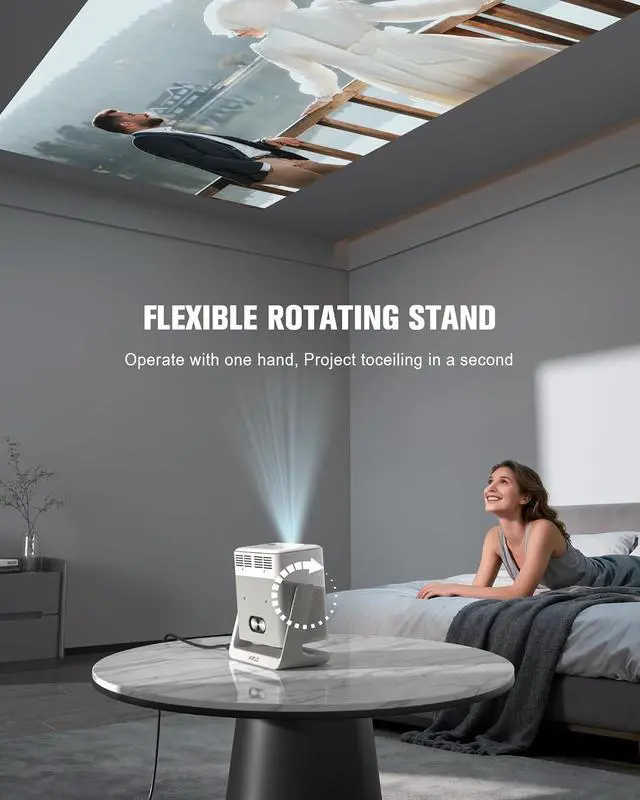 Alt view image 7 of 7 - Flagship Official Licensed Google TVSmart Outdoor 4K Projector with WiFi and Bluetooth, VOPLLS Projectors with Dolby/Auto Focus, Portable Phone Movie Gaming Wireless Wifi Proyector for Bedroom/Home