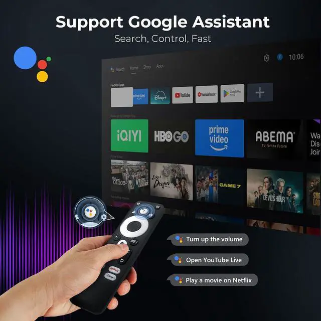 Alt view image 2 of 7 - Official Licensed Google TV Smart Projector, 2500ANSI, 4K Support Home Theater Compatible with Dolby Audio, Wi-Fi & Bluetooth, Built-in Streaming Apps, Smart OS 2.0&AI Auto Focus