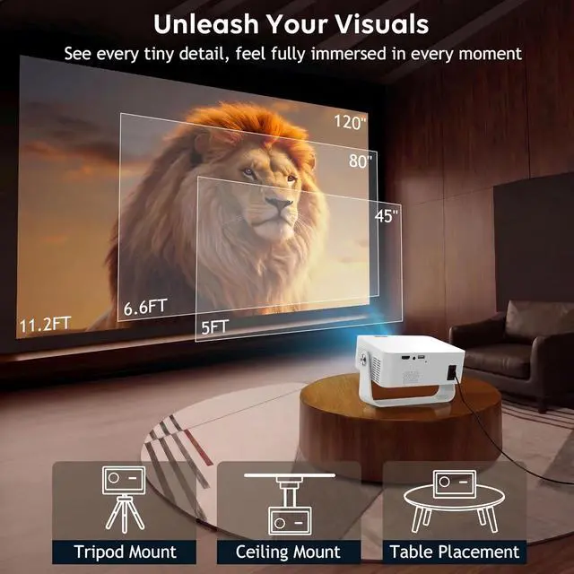 Alt view image 3 of 7 - Official Licensed Google TV Smart Projector, 2500ANSI, 4K Support Home Theater Compatible with Dolby Audio, Wi-Fi & Bluetooth, Built-in Streaming Apps, Smart OS 2.0&AI Auto Focus