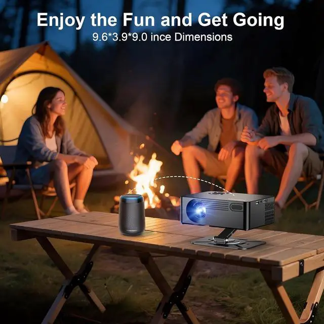 Alt view image 6 of 7 - Outdoor Projector with WiFi and Bluetooth,3000 Brightness,Portable Smart projector with Official Licensed Apps and AI Auto Focus,4K movie projectors Compatible with Netflix/YouTube/PrimeVideo (Black)
