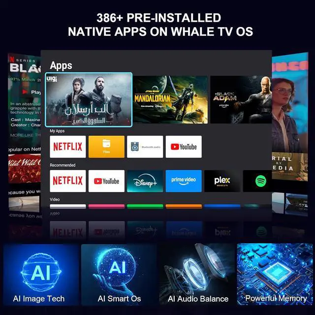 Alt view image 3 of 7 - Outdoor Projector with WiFi and Bluetooth,3000 Brightness,Portable Smart projector with Official Licensed Apps and AI Auto Focus,4K movie projectors Compatible with Netflix/YouTube/PrimeVideo (Black)