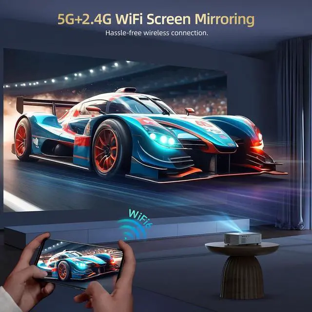 Alt view image 5 of 7 - Outdoor Projector with WiFi6 and Bluetooth5.3 Mini Projectors Built-in Apps