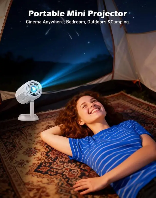 Alt view image 4 of 7 - 3D TOF Auto Focus & Built-in Android appsVGKE Mini Projector with WiFi 6 and Bluetooth, Auto Keystone Portable Projector Compatible with HDMI/USB/TV Stick for Home / Outdoor
