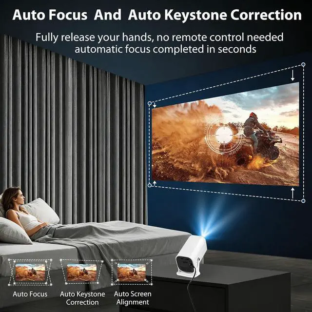 Alt view image 2 of 7 - Auto Focus and Preloaded Appsprojector with wifi and Bluetooth,mini projector for iphone, ideal for bedroom or outdoor use, projector supporting HDMI, TV stick, memory card, and laptop