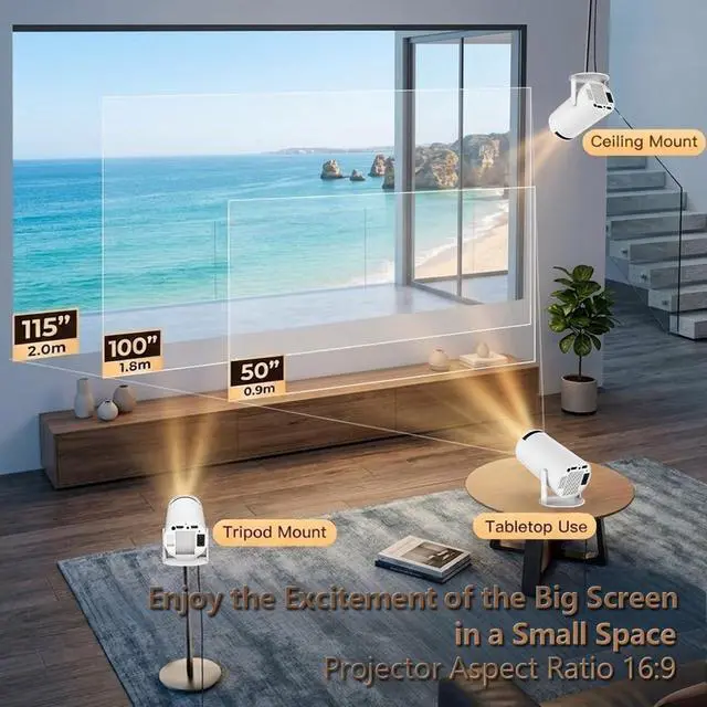 Alt view image 5 of 7 - Mini Projector with Wifi and Bluetooth, Support 4K with Android 11