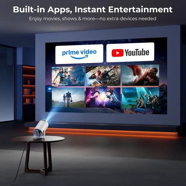Alt view image 2 of 7 - CLOKOWE Mini Projector with Apps, 1080P WiFi Auto Keystone, 180° Rotation