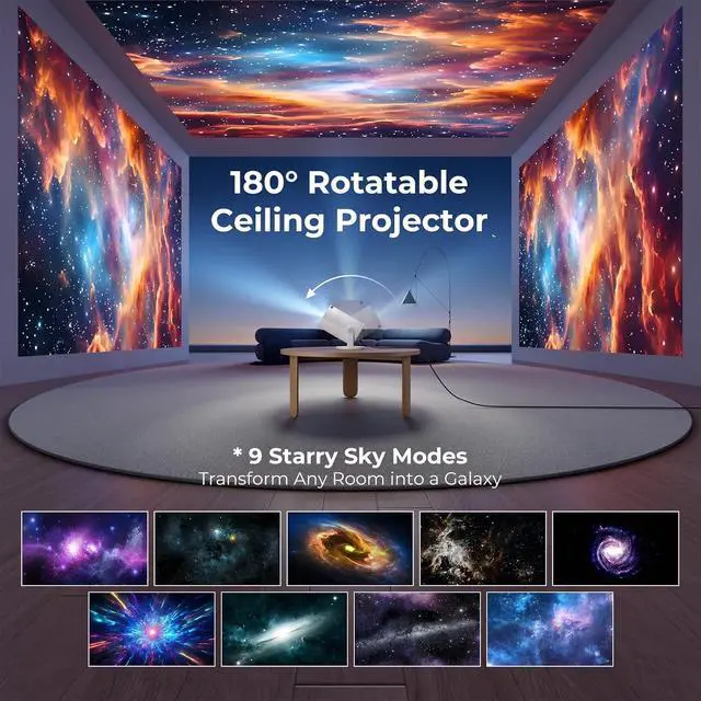 Alt view image 4 of 7 - CLOKOWE Mini Projector with Apps, 1080P WiFi Auto Keystone, 180° Rotation