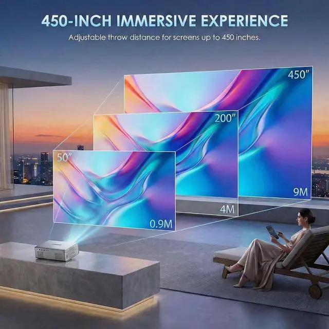 Alt view image 5 of 7 - Geekman 4K Projector with WiFi Bluetooth, Auto Focus, Keystone, Dolby