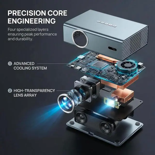 Alt view image 6 of 7 - Geekman 4K Projector with WiFi Bluetooth, Auto Focus, Keystone, Dolby