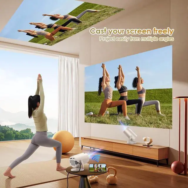 Alt view image 5 of 6 - Mini Projector with WiFi and Bluetooth & Android 4K Protable Smart Projector Auto Vertical Keystone Compatible with HDMI/Smartphone/USB for Movie/Gaming