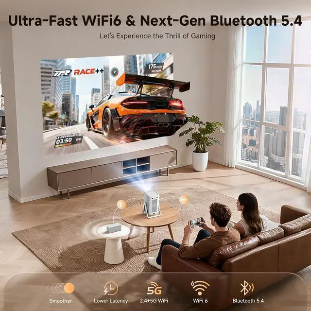 Alt view image 7 of 7 - 4K Outdoor Projector with WiFi and Bluetooth, iSinbox 1500ANSI Portable Projector with Dual-Mode Stand, Smart Short Throw Auto Focus Projector with Netflix/YouTube/PrimeVideo & Dolby